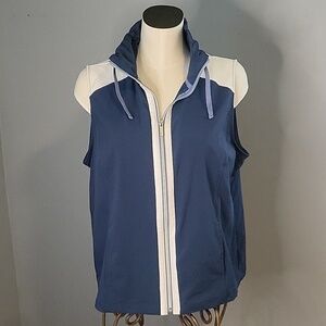 Weekends by Chico's Blue Sleeveless Zip Front Stretchy Vest Golf Size L